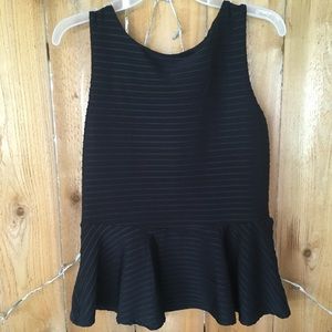Black Sleeveless Peplum Top